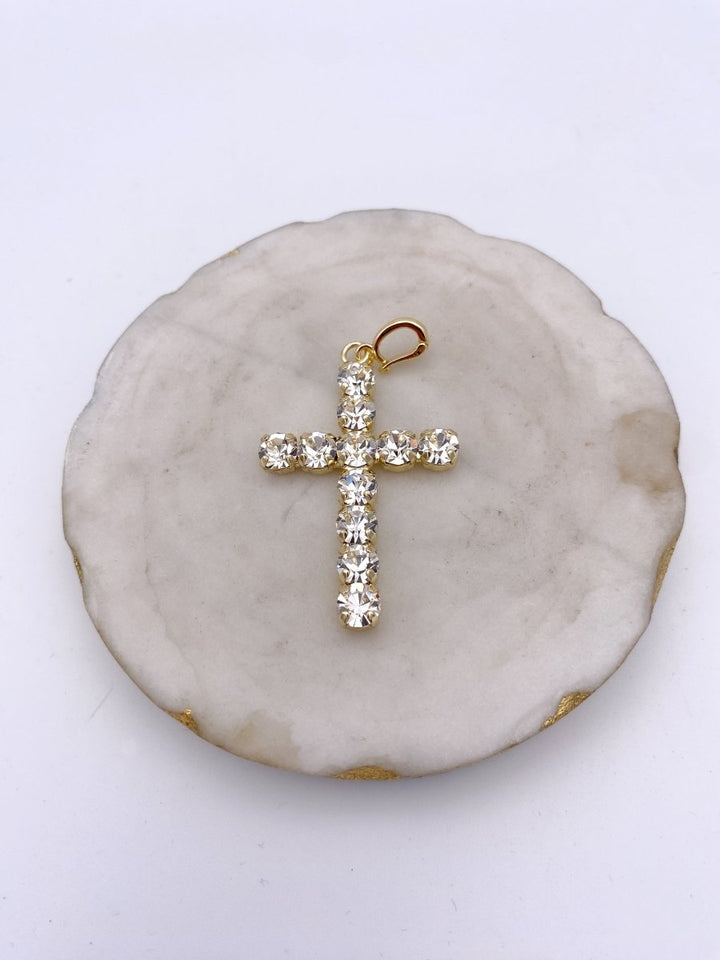 Cross Charm in Gold With White - Macoma Boutique310 Accessories/Jewelry