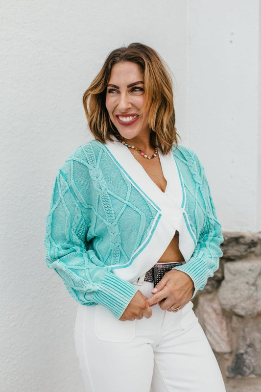 Cross My Heart Sweater In Aqua - Macoma Boutique120 Long Sleeve