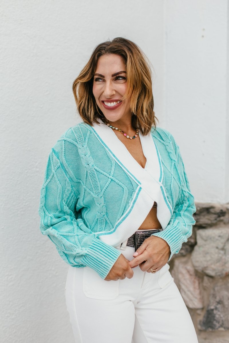 Cross My Heart Sweater In Aqua - Macoma Boutique120 Long Sleeve