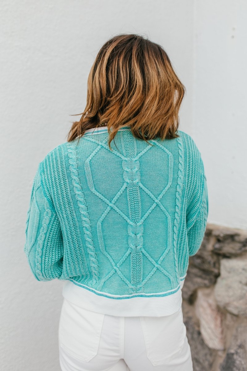 Cross My Heart Sweater In Aqua - Macoma Boutique120 Long Sleeve
