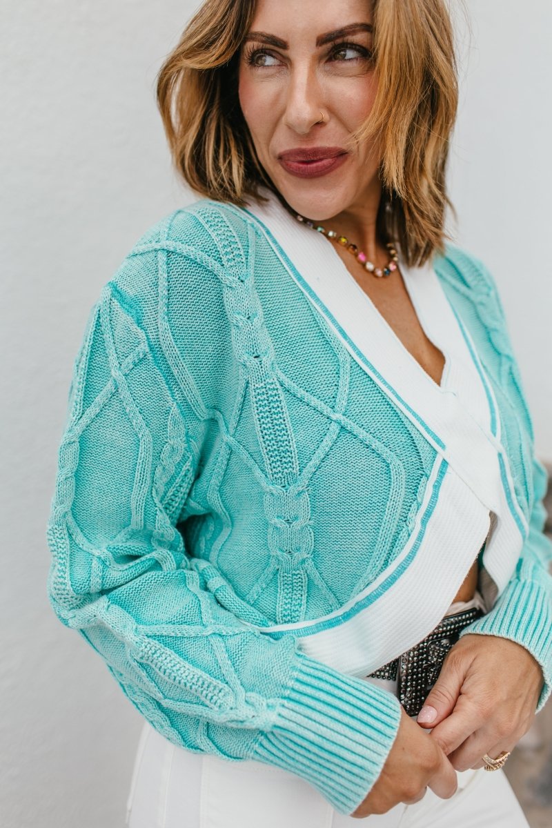 Cross My Heart Sweater In Aqua - Macoma Boutique120 Long Sleeve