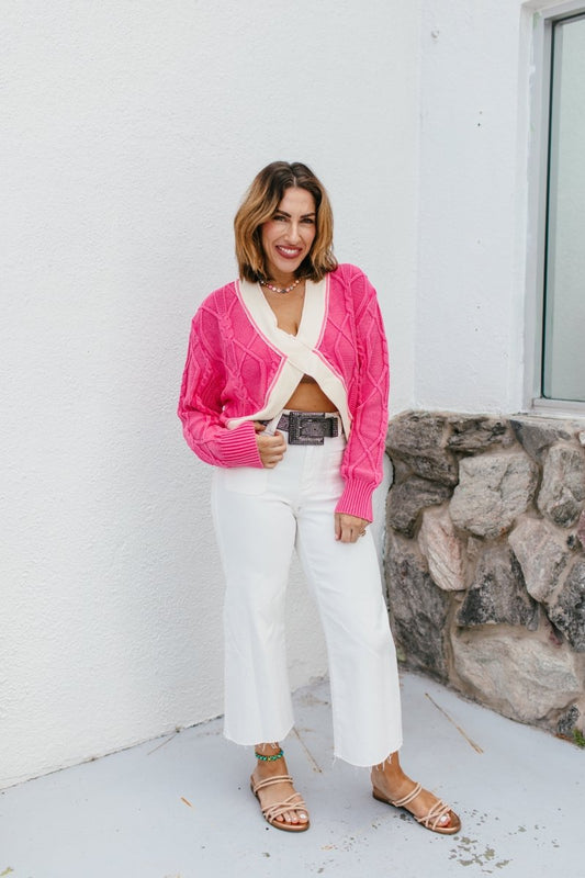 Cross My Heart Sweater In Hot Pink - Macoma Boutique120 Long Sleeve