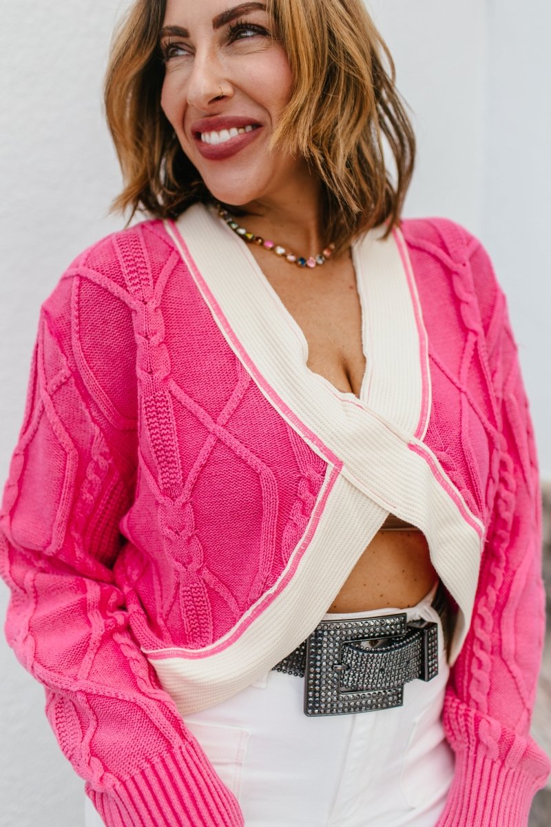 Cross My Heart Sweater In Hot Pink - Macoma Boutique120 Long Sleeve