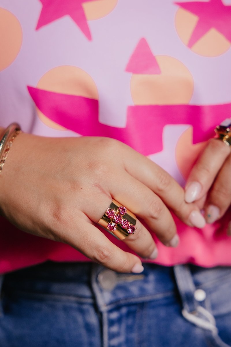Cross Ring In Hot Pink - Macoma Boutique315 Jewelry