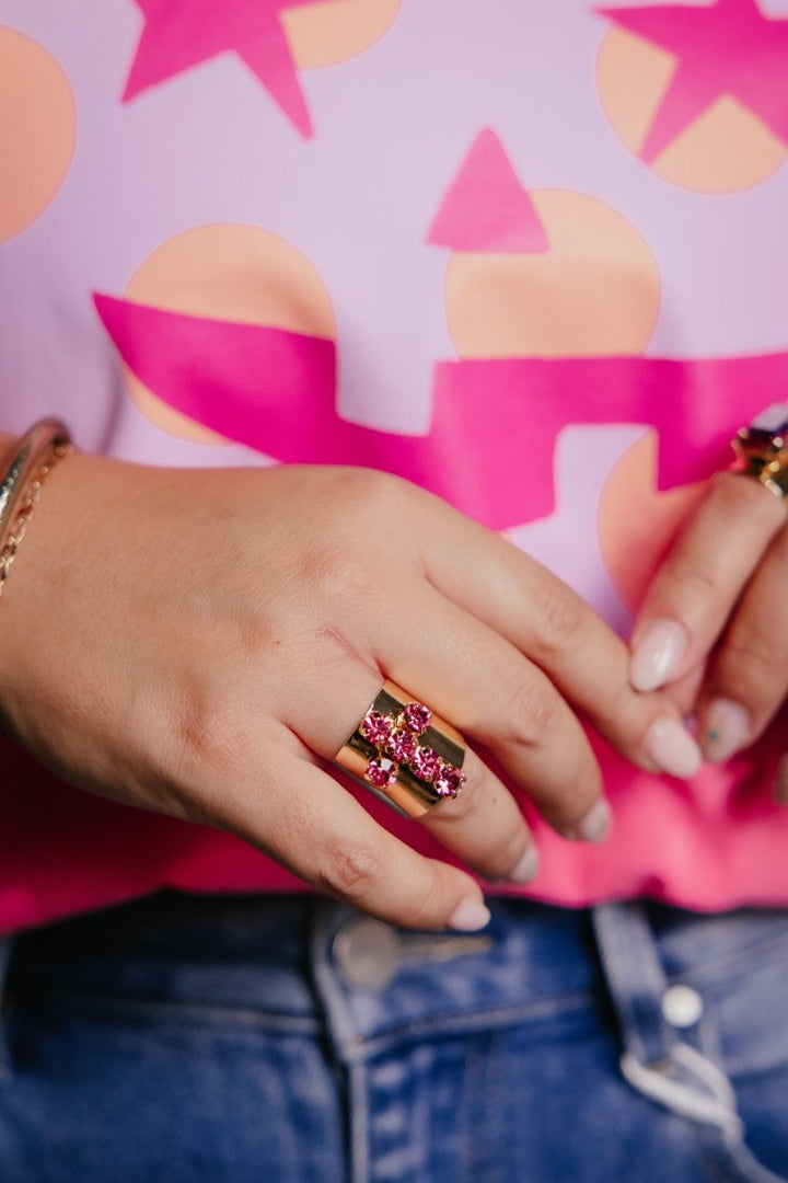 Cross Ring In Hot Pink - Macoma Boutique315 Jewelry