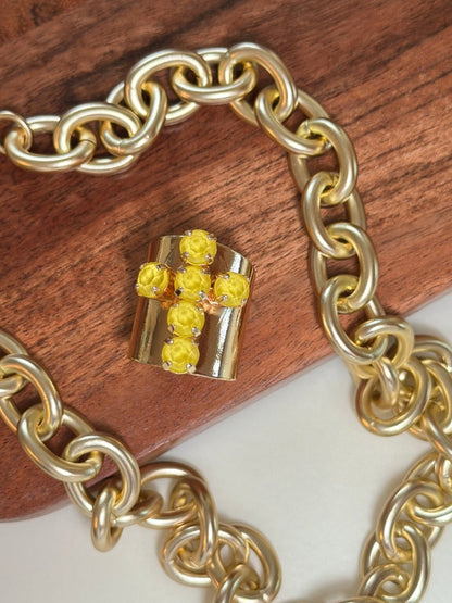 Cross Ring In Yellow - Macoma Boutique315 Jewelry