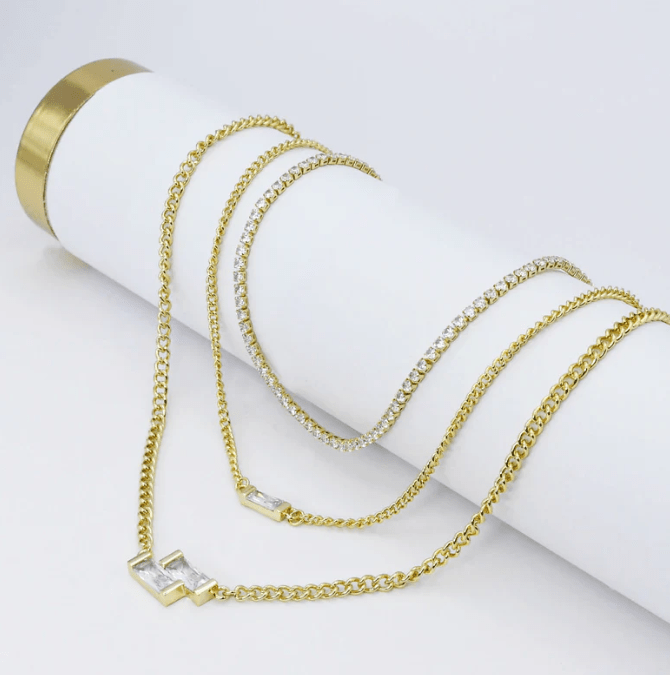 Crystal Trinity Layer Necklace - Macoma Boutique310 Accessories/Jewelry