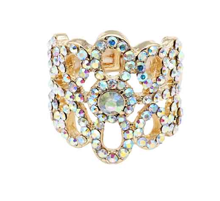 Daydreamer Stretch Ring in Gold Plated With AB Crystal - Macoma Boutique315 Jewelry