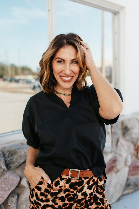 Deep Forest Top In Black - Reg & Curvy - Macoma Boutique100 Short Sleeve