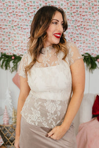 Delicate Details Top In Nude Shimmer Lace - Reg & Curvy