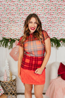 Delicate Details Top In Plaid - Reg & Curvy - Macoma Boutique100 Short Sleeve