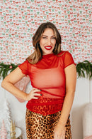 Delicate Details Top In Red - Reg & Curvy - Macoma Boutique100 Short Sleeve