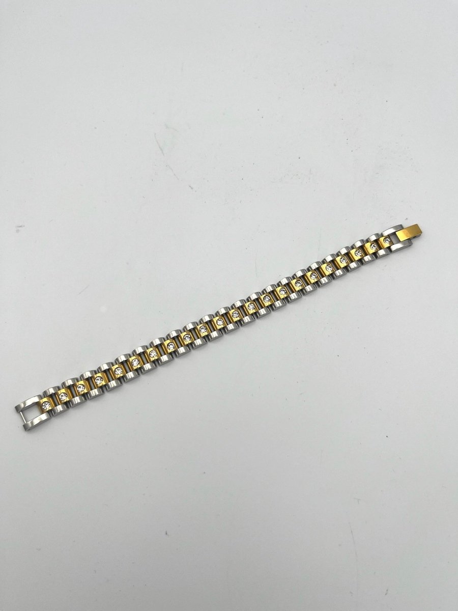 Diamond Two Toned Watch Band Bracelet - Macoma Boutique310 Accessories/Jewelry