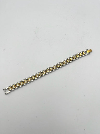Diamond Two Toned Watch Band Bracelet - Macoma Boutique310 Accessories/Jewelry
