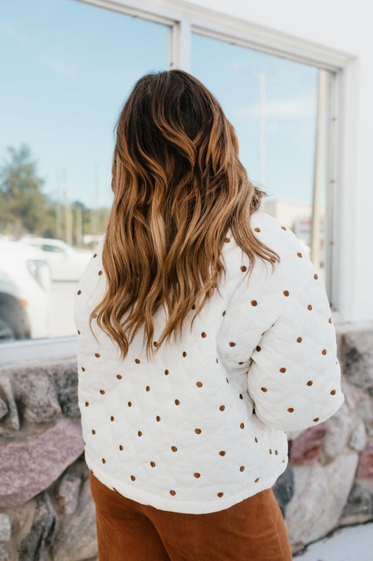 Dot to Trot Puffer Jacket in Cream - Macoma Boutique240 Jackets/Blazers