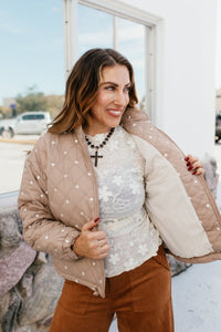 Dot to Trot Puffer Jacket in Mocha