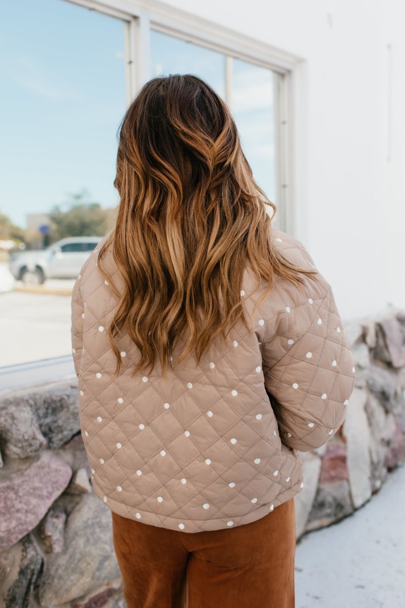 Dot to Trot Puffer Jacket in Mocha - Macoma Boutique240 Jackets/Blazers