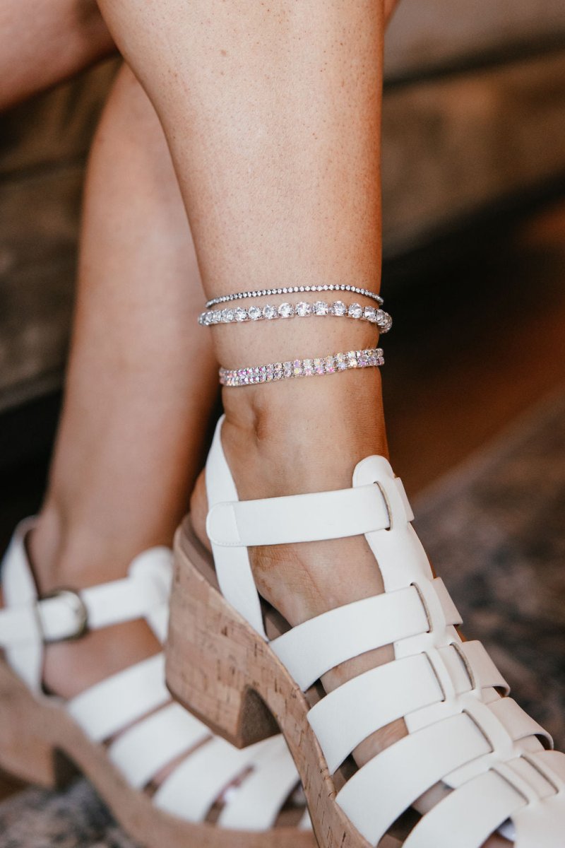 Double Stretch Anklet In Silver - Macoma Boutique310 Accessories/Jewelry