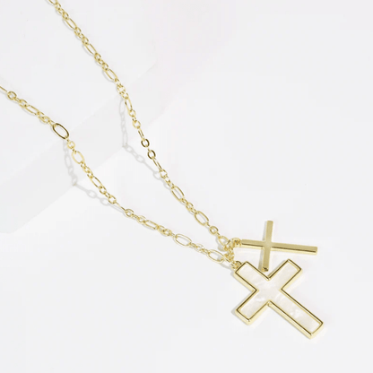 Double Tiny Cross In Gold - Macoma Boutique310 Accessories/Jewelry
