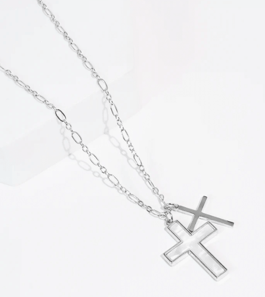 Double Tiny Cross In Silver - Macoma Boutique310 Accessories/Jewelry