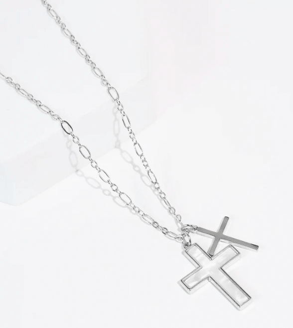 Double Tiny Cross In Silver - Macoma Boutique310 Accessories/Jewelry