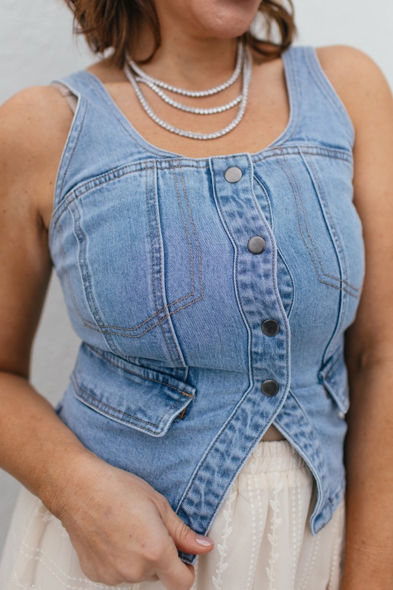 Downtown Denim Vest - Macoma Boutique170 Denim