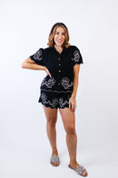 Draw Near Linen Top - Reg/Curvy - FINAL SALE - Macoma Boutique100 Short Sleeve