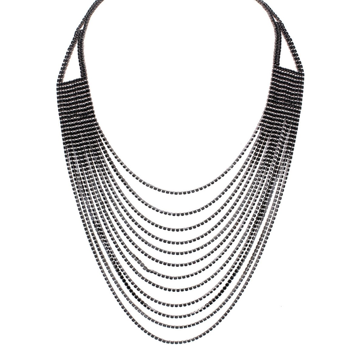 Dream Big Layered Necklace In Jet Black Crystal - Macoma Boutique315 Jewelry
