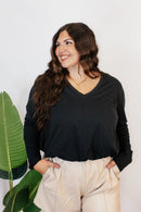Effortless Essential Long Sleeve Top In Black - Macoma Boutique120 Long Sleeve