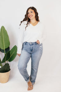 Effortless Essential Long Sleeve Top In Ivory