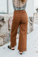 Effortless Eyelet Pants In Brown - Macoma Boutique210 Other Bottoms