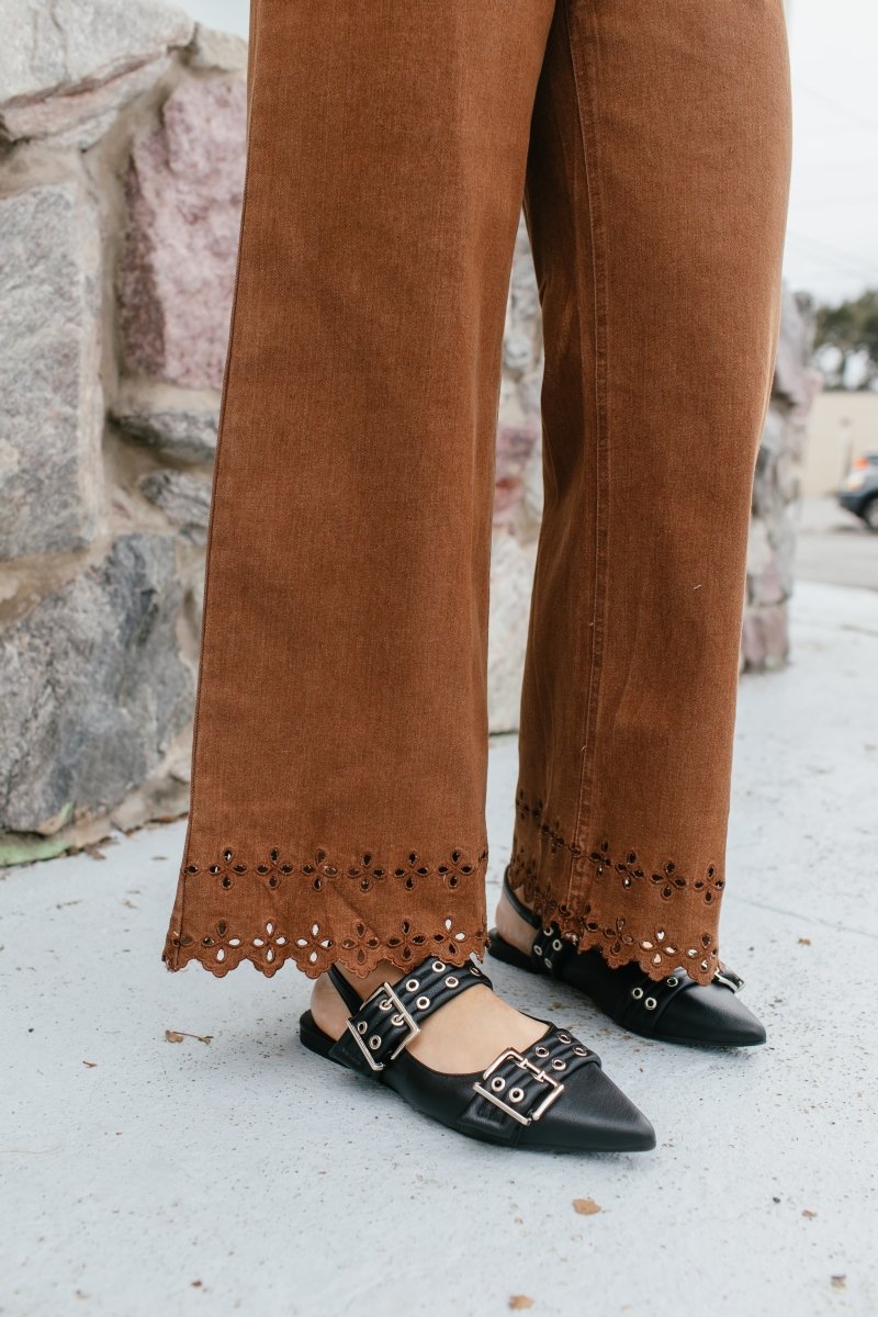 Effortless Eyelet Pants In Brown