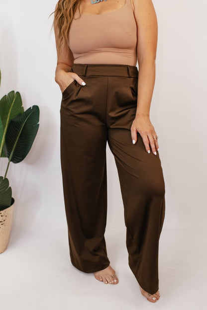 Elevate Everyday Pants In Brown - Reg & Curvy - Macoma Boutique210 Other Bottoms
