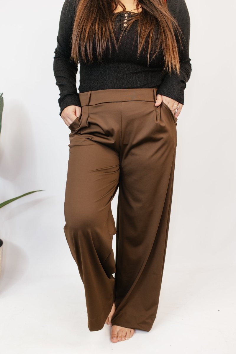 Elevate Everyday Pants In Brown - Reg & Curvy - Macoma Boutique210 Other Bottoms
