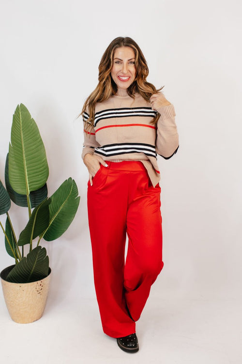 Elevate Everyday Pants In Red - Reg & Curvy - Macoma Boutique210 Other Bottoms