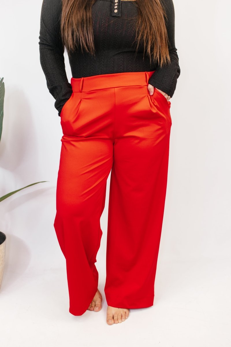 Elevate Everyday Pants In Red - Reg & Curvy - Macoma Boutique210 Other Bottoms