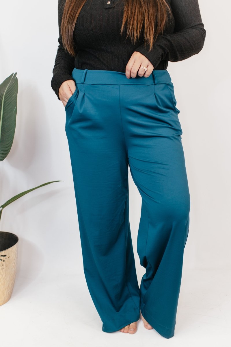 Elevate Everyday Pants In Teal - Reg & Curvy - Macoma Boutique210 Other Bottoms