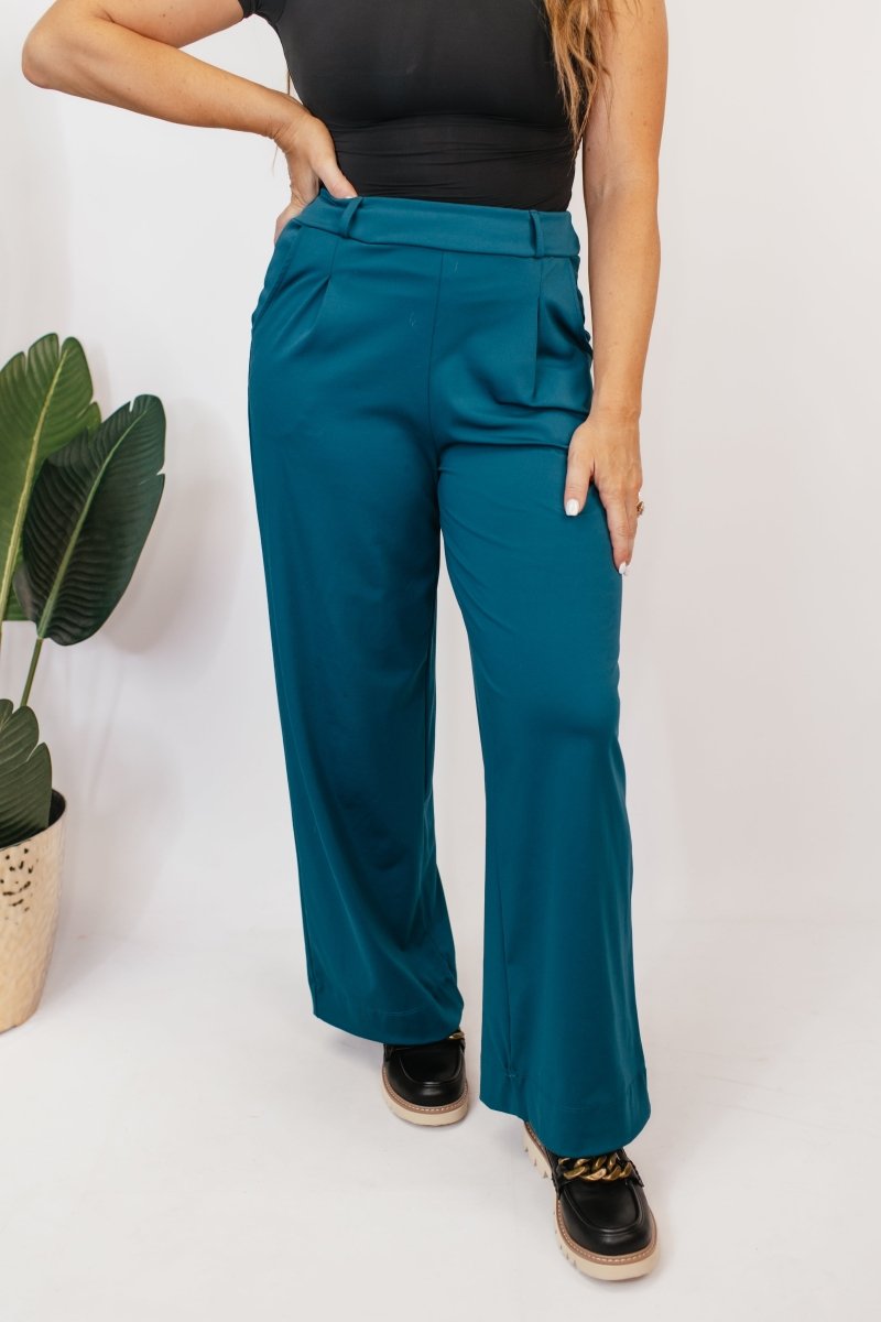 Elevate Everyday Pants In Teal - Reg & Curvy - Macoma Boutique210 Other Bottoms