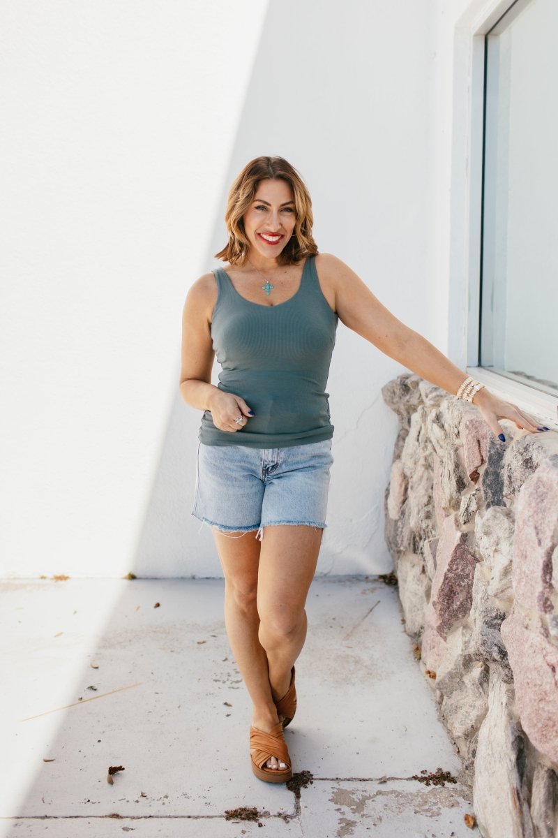 Elite Fit Tank In Smokey Olive - Macoma Boutique110 Tanks