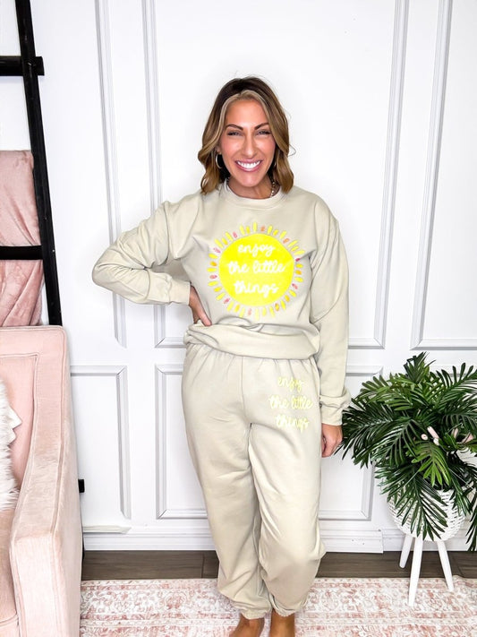 Enjoy The Little Things Graphic Sweatpants - FINAL SALE - Macoma Boutique555 Presales