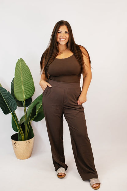 Espresso Flow Wide - Leg Trousers - Reg & Curvy - Macoma Boutique210 Other Bottoms