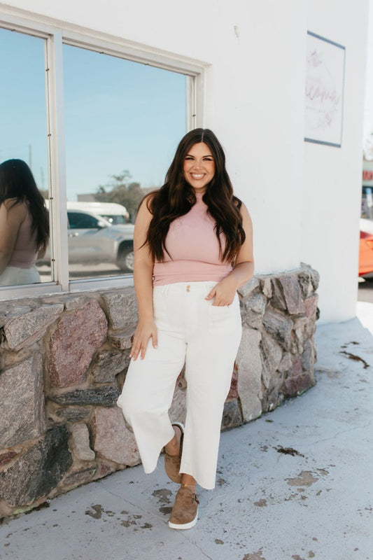 Essential Layers Seamless Mock Neck Tank In Dusty Rose - Macoma Boutique110 Tanks