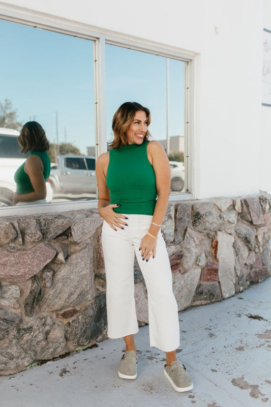 Essential Layers Seamless Mock Neck Tank In Kelly Green - Macoma Boutique110 Tanks