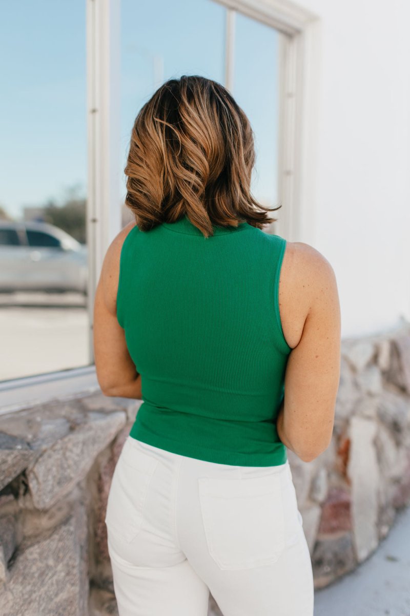 Essential Layers Seamless Mock Neck Tank In Kelly Green - Macoma Boutique110 Tanks