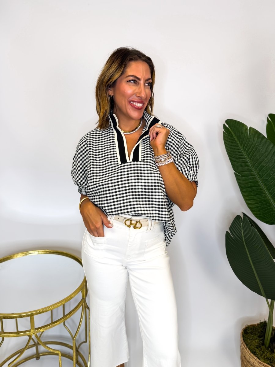 Everyday Gingham Top - Reg & Curvy - Macoma Boutique100 Short Sleeve