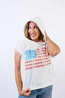 Fabulous Flag Hoodie Top - FINAL SALE - Macoma Boutique100 Short Sleeve