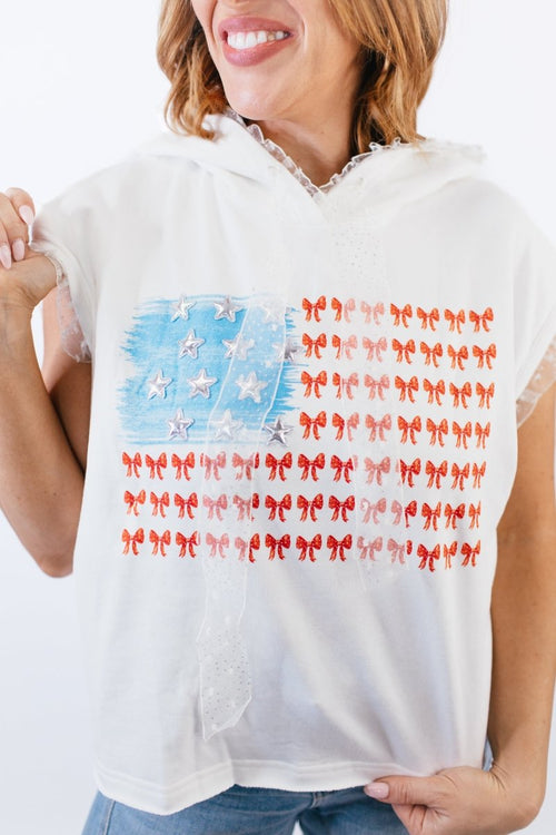 Fabulous Flag Hoodie Top - FINAL SALE - Macoma Boutique100 Short Sleeve
