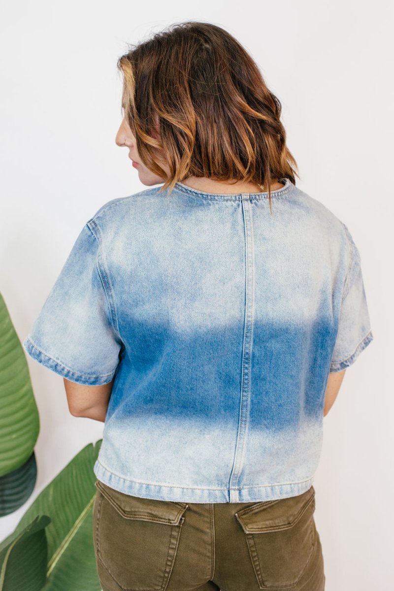 Faded in Style Denim Top - Macoma Boutique100 Short Sleeve