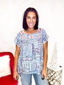Feeling Blue Top - Reg/Curvy - FINAL SALE - Macoma Boutique100 Short Sleeve