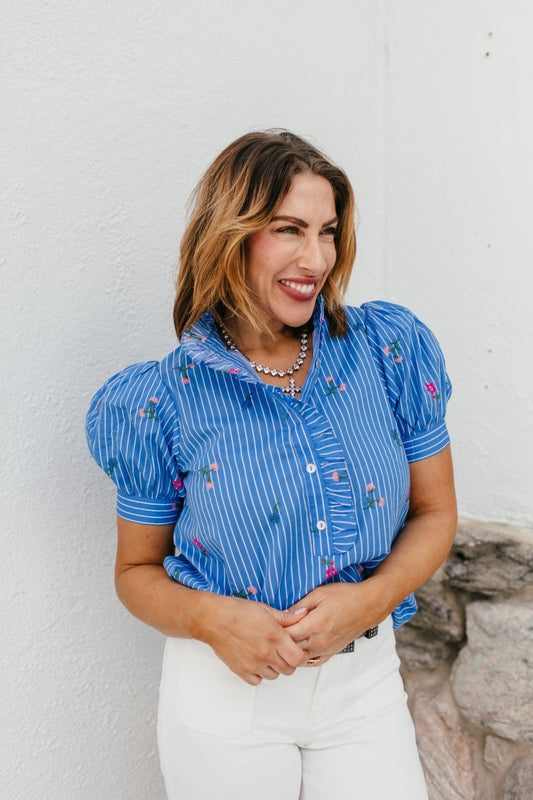 Feeling Blue Top - Macoma Boutique100 Short Sleeve